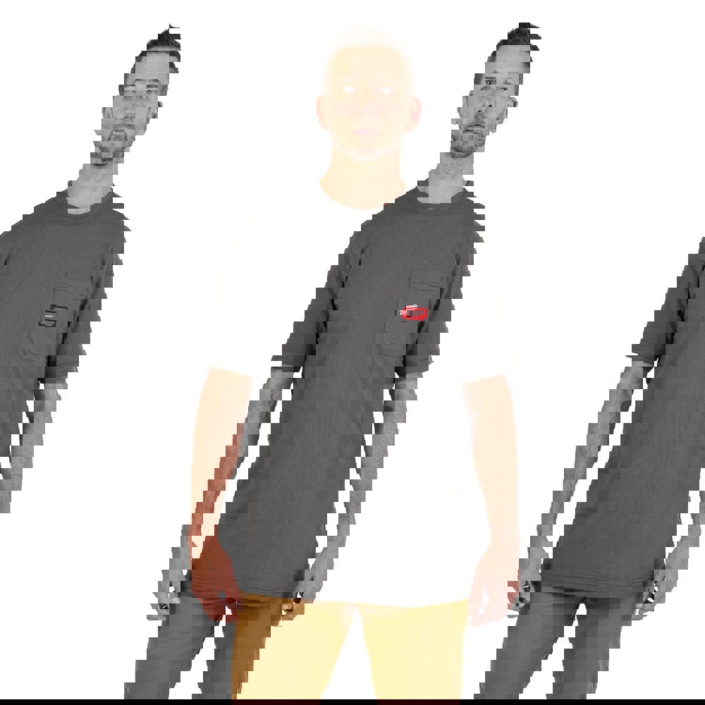 Shirts; Garment Style: Short Sleeve ; Garment Type: General Purpose ; Size: Large ; Color: Gray ; Material: Cotton; Polyester ; Chest Size (Inch): 42 to 44